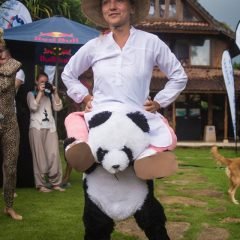 Фото участница в костюме панды фан-контеста на фестивале серфинга SurfJam 2016